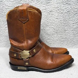 Harley Davidson Womens Size 7.5 Cowboy Boots Brown Leather Vintage