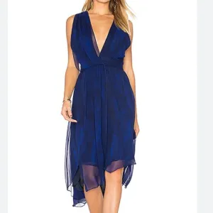 Haute Hippie $395 Miles To Go Dress Size L Moon Stone Blue Revolve Chiffon
