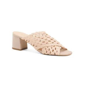 HELENE ROUGE Nude Made In Spain Leather Woven Cross Band Sandals