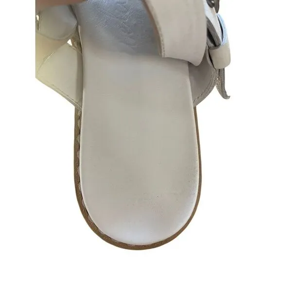 Henry Beguelin White Platform Sandals Tan Woven Leather Slingback Women’s 8 US