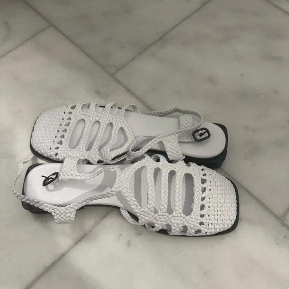 Hereu White Woven Sandals with Straps - excellent condition