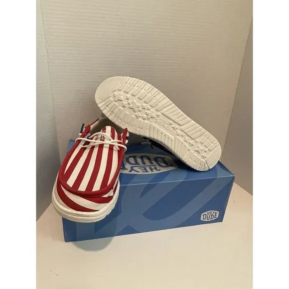 Hey Dude Wally Patriotic American Flag Men's Shoes Size 10 Casual Slip On