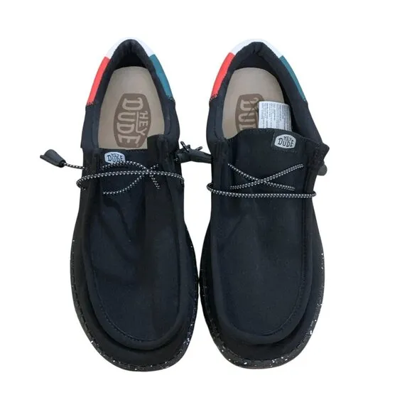 Hey Dude Wally Vida Mens 9 Shoes Mexico Flag Slip On Comfort Sneakers NEW Black