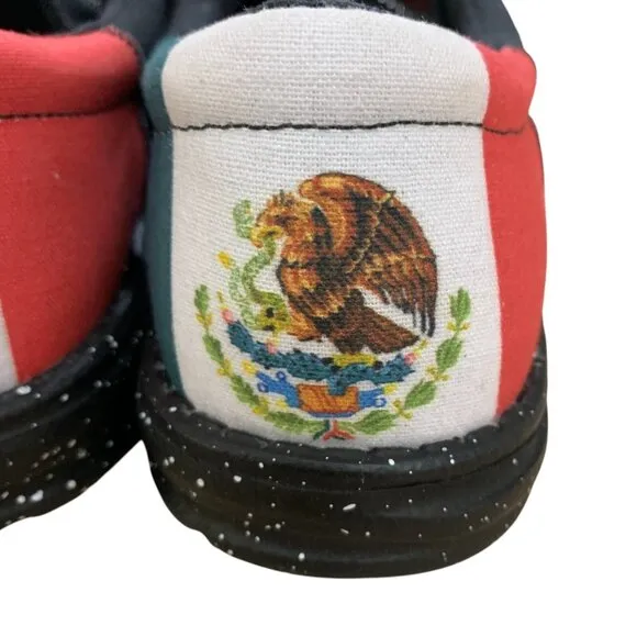 Hey Dude Wally Vida Mens 9 Shoes Mexico Flag Slip On Comfort Sneakers NEW Black