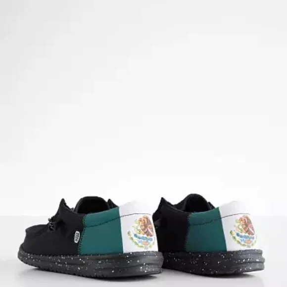 Hey Dude Wally Vida Mens 9 Shoes Mexico Flag Slip On Comfort Sneakers NEW Black