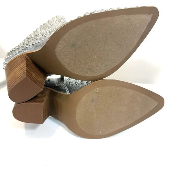 Hey Girl Corky's Boots Silver Line Dance Rhinestones Studs Bling Heels 7