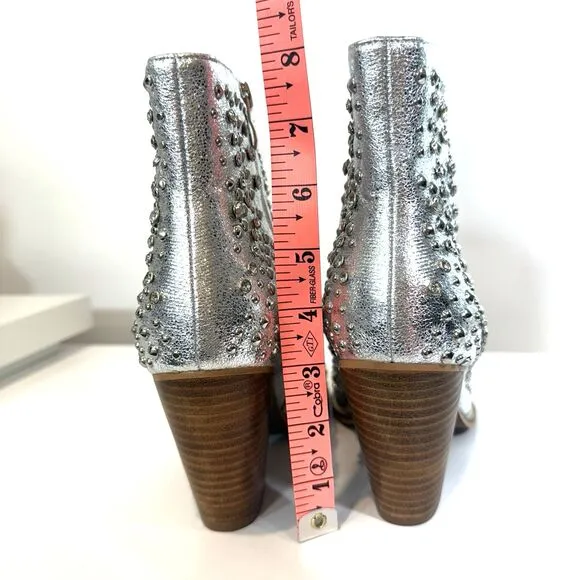Hey Girl Corky's Boots Silver Line Dance Rhinestones Studs Bling Heels 7