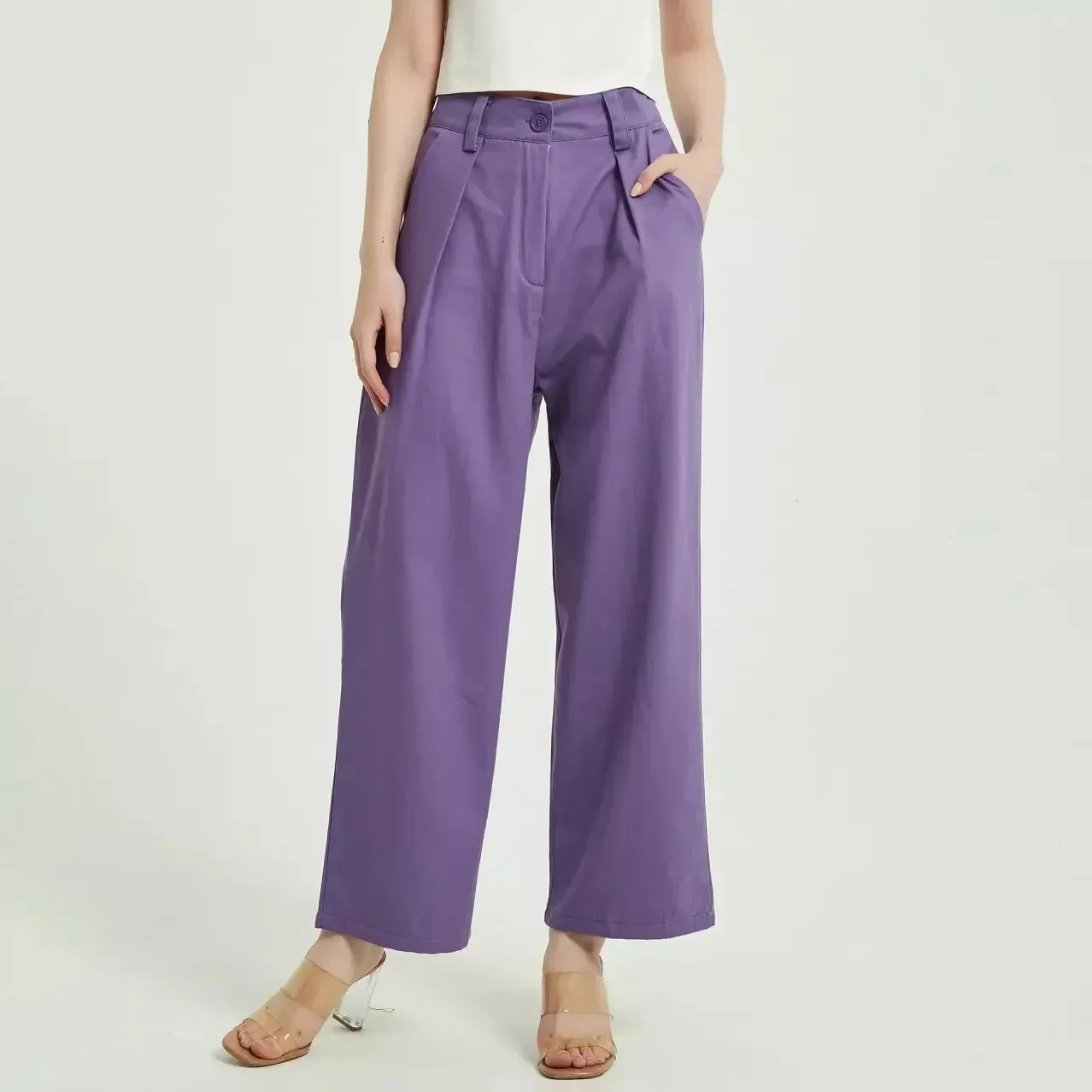 High-Waist Wide Leg Vintage Style Trousers
