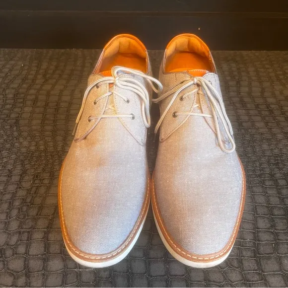 HIGHLAND Canvas Plain Toe Oxford Men's Gray and Tan Dress Shoes Size:9