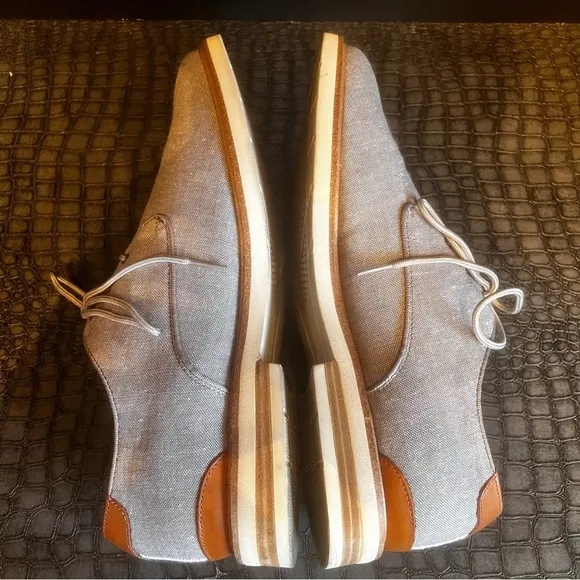 HIGHLAND Canvas Plain Toe Oxford Men's Gray and Tan Dress Shoes Size:9