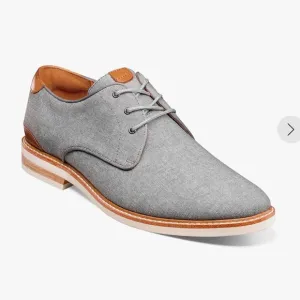 HIGHLAND Canvas Plain Toe Oxford Men's Gray and Tan Dress Shoes Size:9
