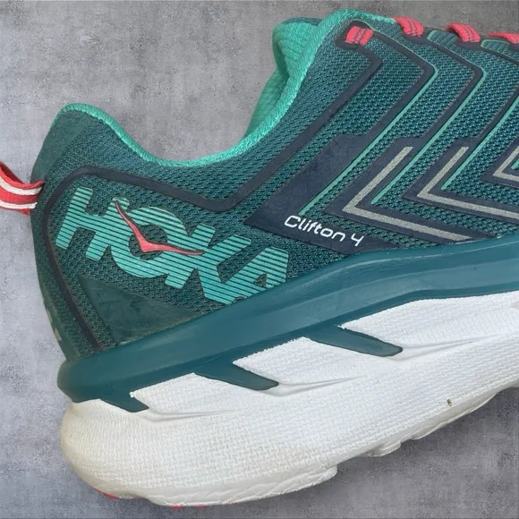 Hoka One One Clifton 4 Running Shoes Womens 10.5  Blue Coral Walking Comfort