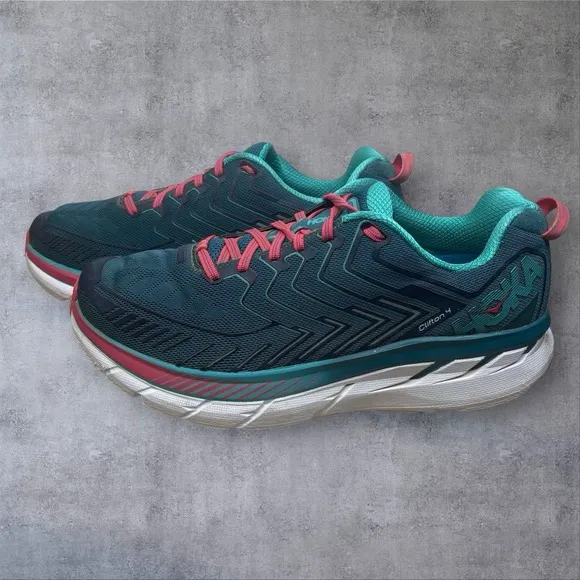 Hoka One One Clifton 4 Running Shoes Womens 10.5  Blue Coral Walking Comfort