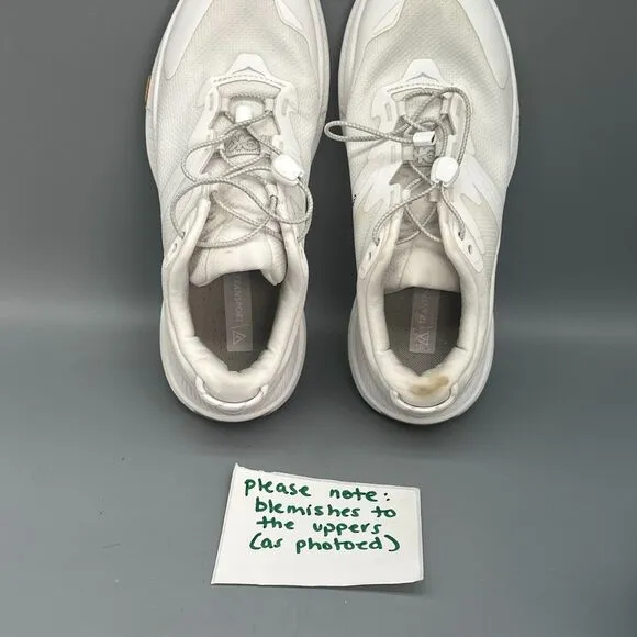 Hoka One One Transport Women's 7.5 White Athletic Sneakers Cord-Lock Low Top
