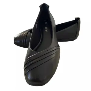 HOTTER London Black Robyn II Leather Casual Slip On Shoes US Size 7 NIB