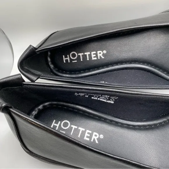 HOTTER London Black Robyn II Leather Casual Slip On Shoes US Size 7 NIB