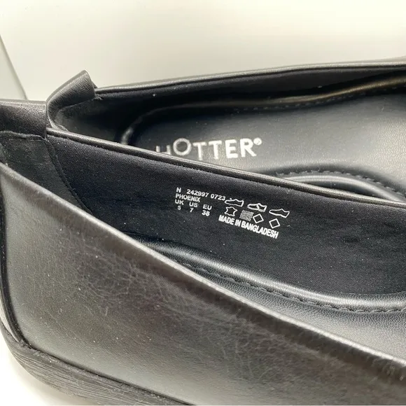 HOTTER London Black Robyn II Leather Casual Slip On Shoes US Size 7 NIB