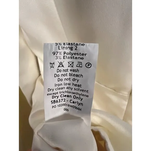 House of CB Carlyn Ivory Satin Balloon Sleeve Mini Dress Size XS Extra Small