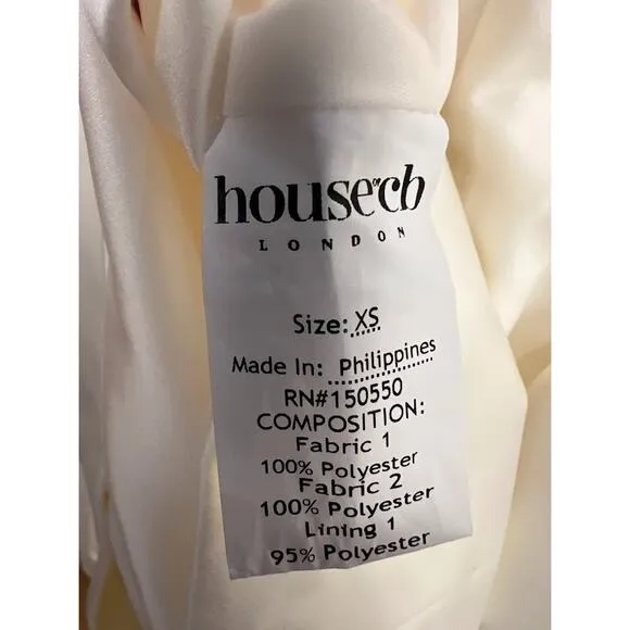 House of CB Carlyn Ivory Satin Balloon Sleeve Mini Dress Size XS Extra Small