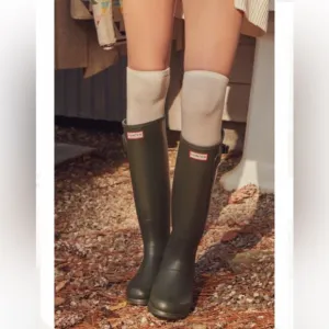 Hunter Gray Gloss Finish Tall Rain Boots Boho Country Western Nautical sz 7