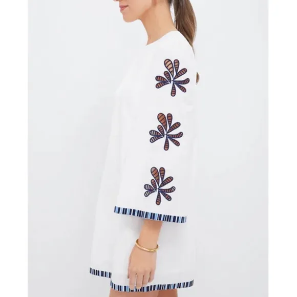 HYACINTH HOUSE White &amp; Blue Embroidery Atlantic Mini Dress