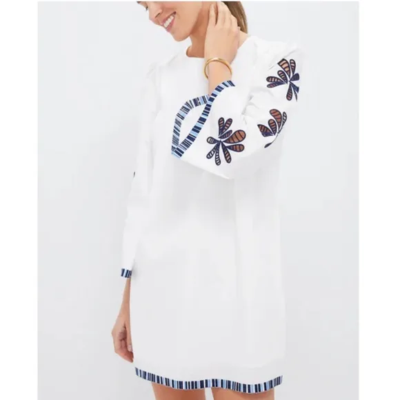 HYACINTH HOUSE White &amp; Blue Embroidery Atlantic Mini Dress
