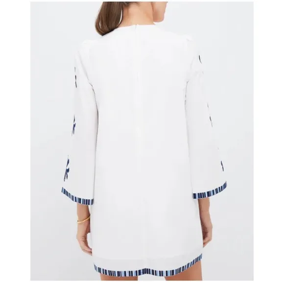 HYACINTH HOUSE White &amp; Blue Embroidery Atlantic Mini Dress
