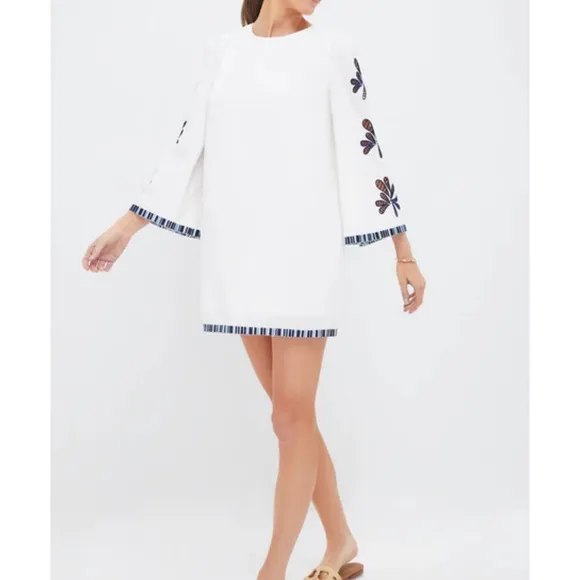 HYACINTH HOUSE White &amp; Blue Embroidery Atlantic Mini Dress