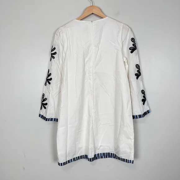 HYACINTH HOUSE White &amp; Blue Embroidery Atlantic Mini Dress