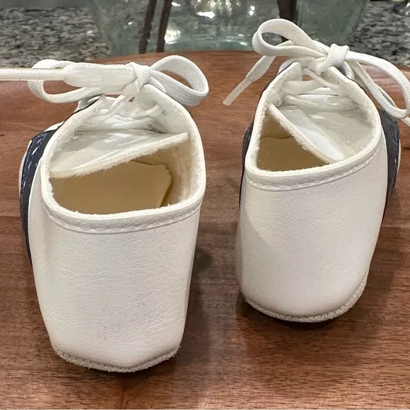Infant Saddle Shoes By Wee Kids White Navy Made In USA Size 3✨Vintage✨EUC✨RARE✨