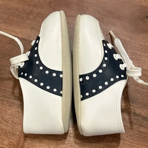 Infant Saddle Shoes By Wee Kids White Navy Made In USA Size 3✨Vintage✨EUC✨RARE✨