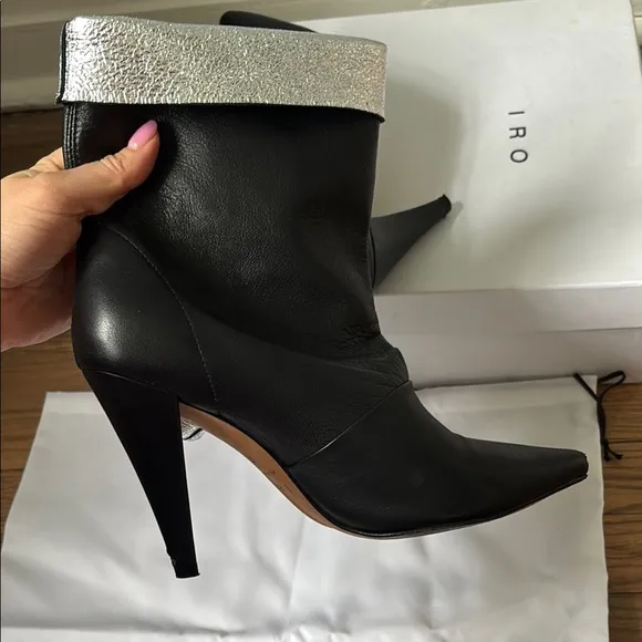 IRO Women's Black and Silver Leather Boots