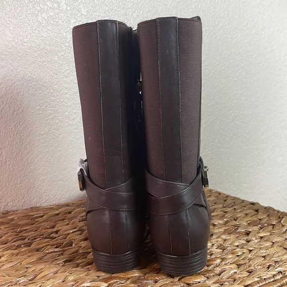 Isaac Mizrahi Live Brown Mid Calf Trolley Boots Brand New size 9.5