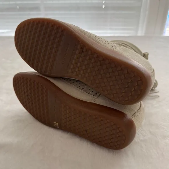 Isabel Marant Basley Cream Perforated Suede Ankle Boots Size 37 Slouchy