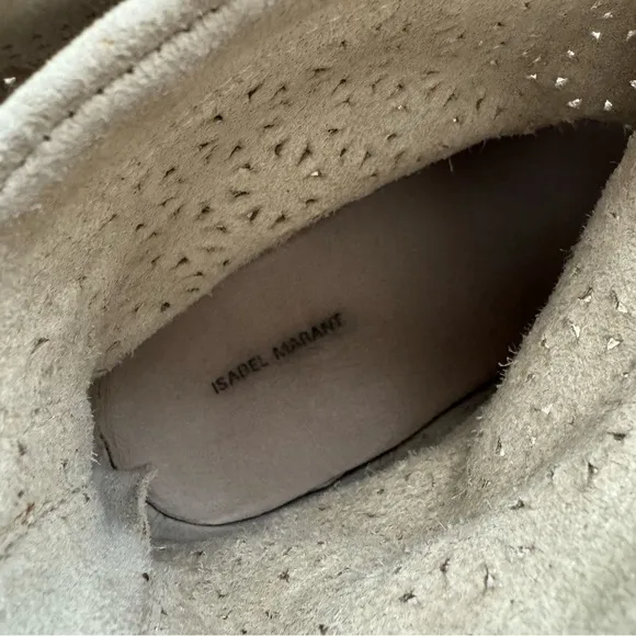 Isabel Marant Basley Cream Perforated Suede Ankle Boots Size 37 Slouchy