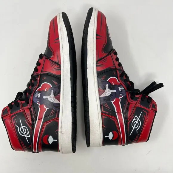 Itachi Akatsuki Naruto Cloud Custom Anime High Top Sneaker Shoes Mens 44 US 10.5