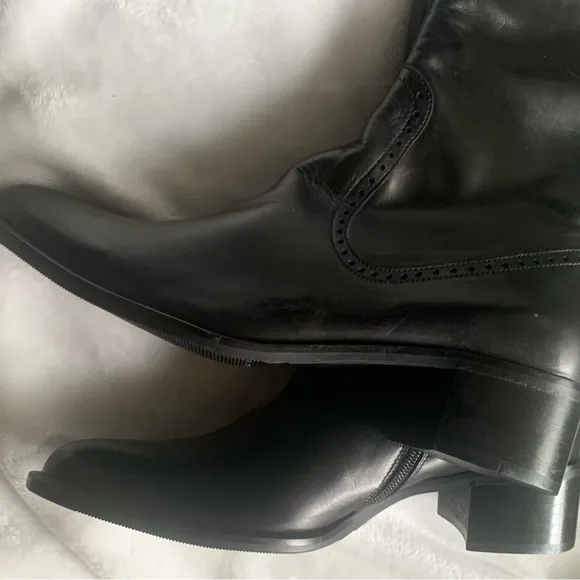 Italian Genuine Leather Riding Boots with Brogue Details by Novita - Size 8 NWT!