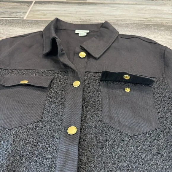 Ivy Storehouse Tweed Denim Black Jacket AKA Varsity Vintage Bomber Casual Style