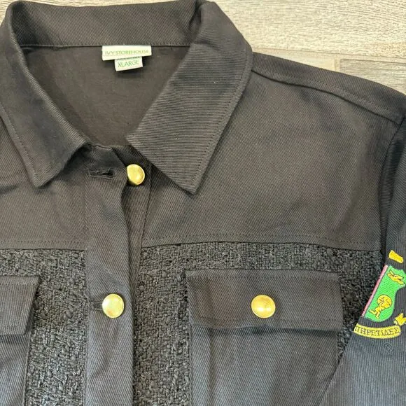 Ivy Storehouse Tweed Denim Black Jacket AKA Varsity Vintage Bomber Casual Style