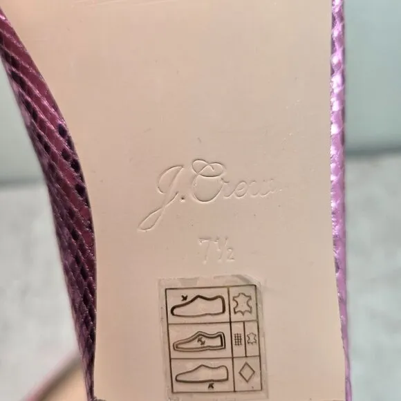 J. Crew Ballet Flats Size 7.5 Metallic Pink Leather Dressy Bow Ballerina Shoes