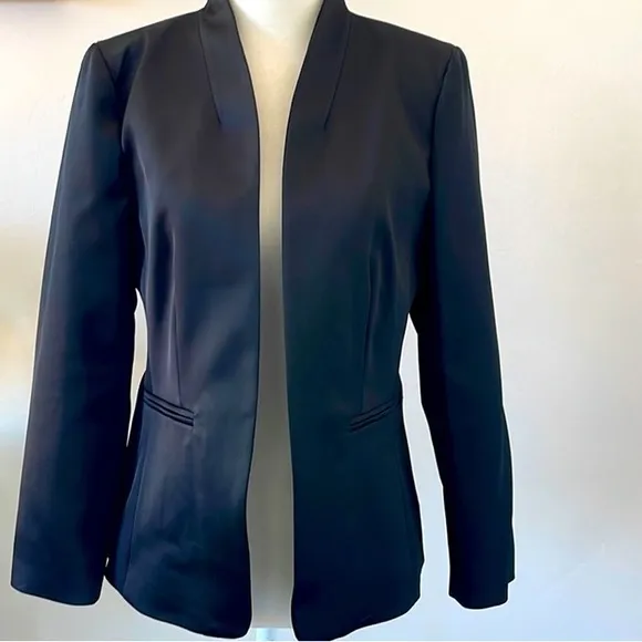 J CREW COLLECTION Satin Going-out blazer black Open front jacket size 16