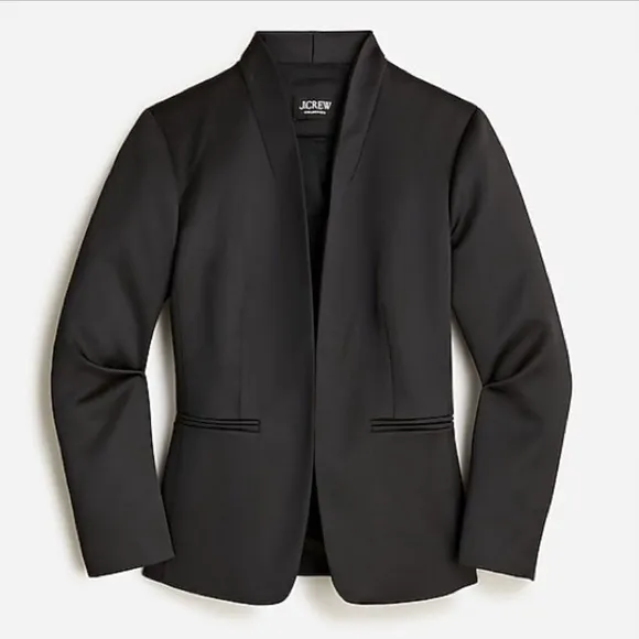 J CREW COLLECTION Satin Going-out blazer black Open front jacket size 16