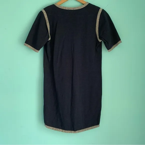 J. Crew Contrast Short Sleeve Stretch Knit V-Neck Mini Preppy Pockets Dress XS