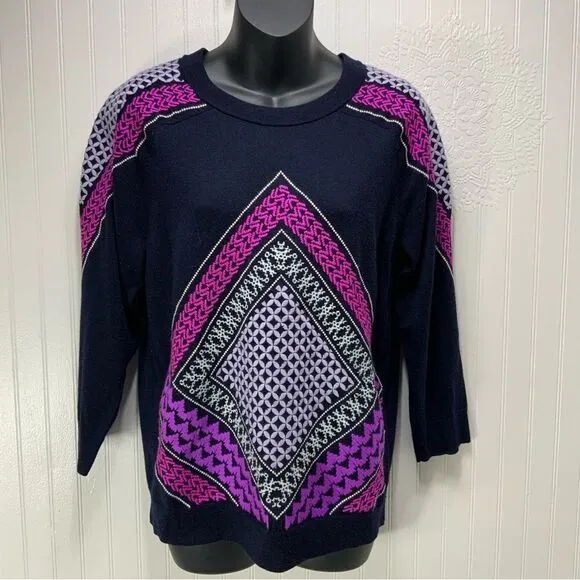 J. CREW 100% merino wool embroidered sweater