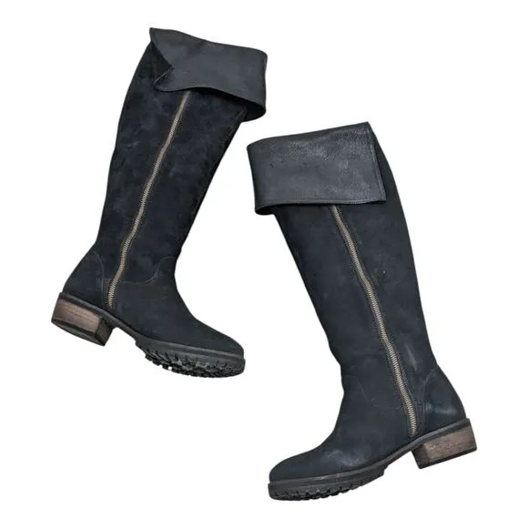 J. Jill Size 7.5 Suede Leather OTK Boots Black BTS049481