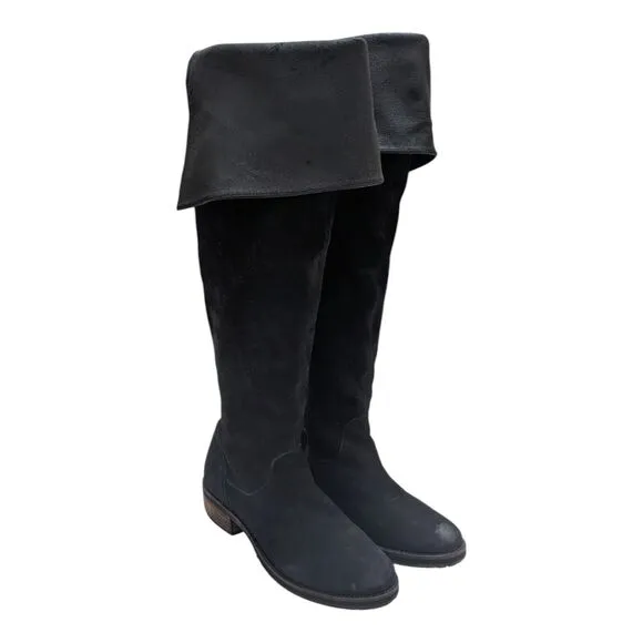 J. Jill Size 7.5 Suede Leather OTK Boots Black BTS049481