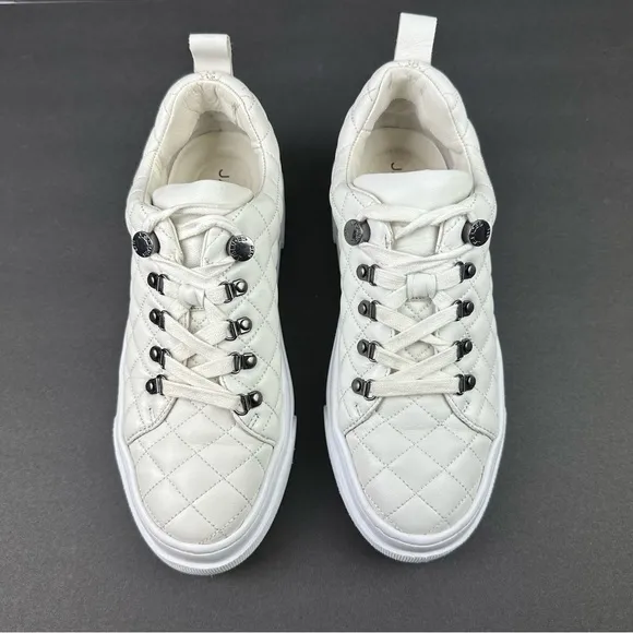 J Slides Aimee Platform Shoes 8 White Leather Lace Up Womens Sneakers
