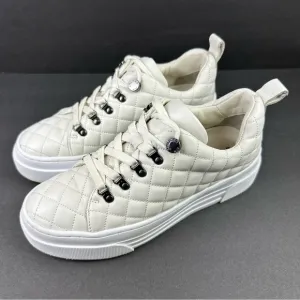 J Slides Aimee Platform Shoes 8 White Leather Lace Up Womens Sneakers