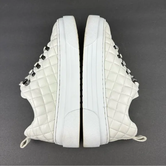 J Slides Aimee Platform Shoes 8 White Leather Lace Up Womens Sneakers