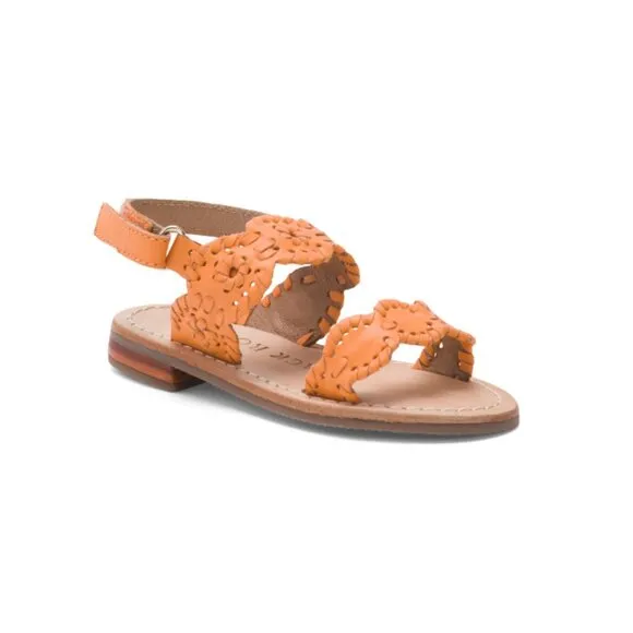 JACK ROGERS Apricot Leather Lauren Flat Sandals (Toddler)